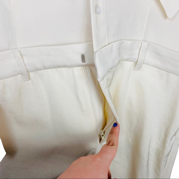 ZARA Limited Edition Tailored Layered Ecru Cream Corporate Midi Shirt Dress Tie - Picture 13 of 16